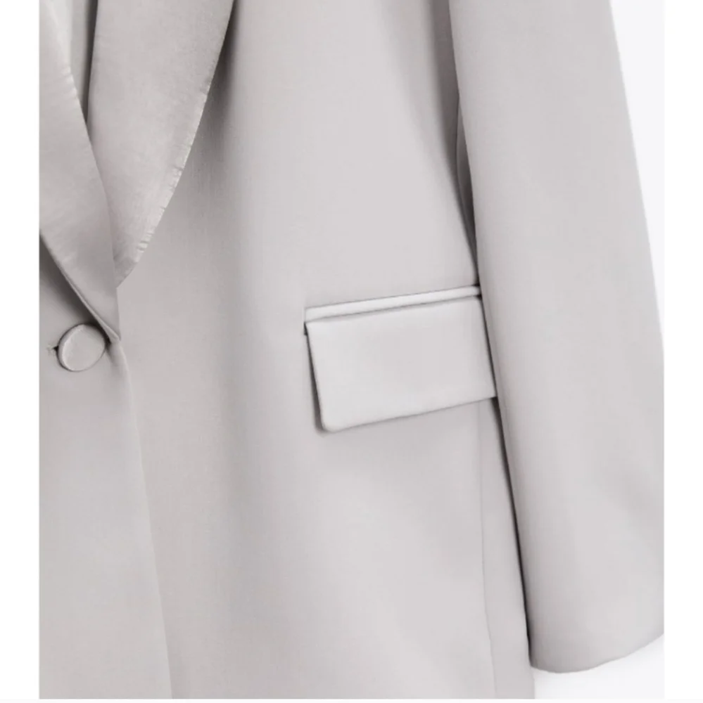 Zara * Satin Effect Blazer Jacket Gray size XS and S New - Picture 10 of 13